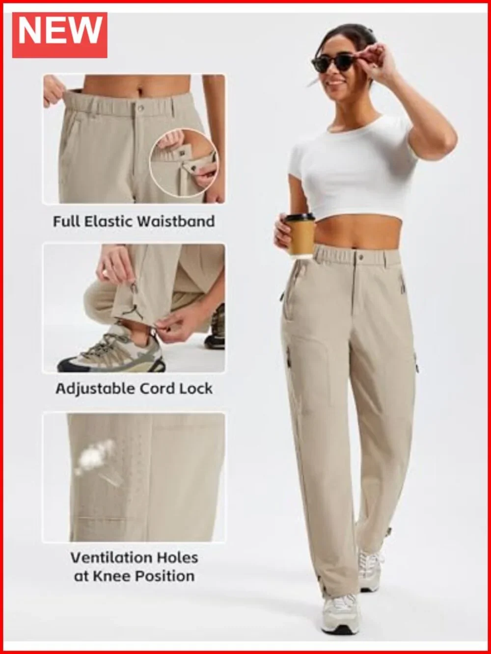 Women's Hiking Cargo Pants Lightweight Quick Dry UPF 50 Water Resistant 5